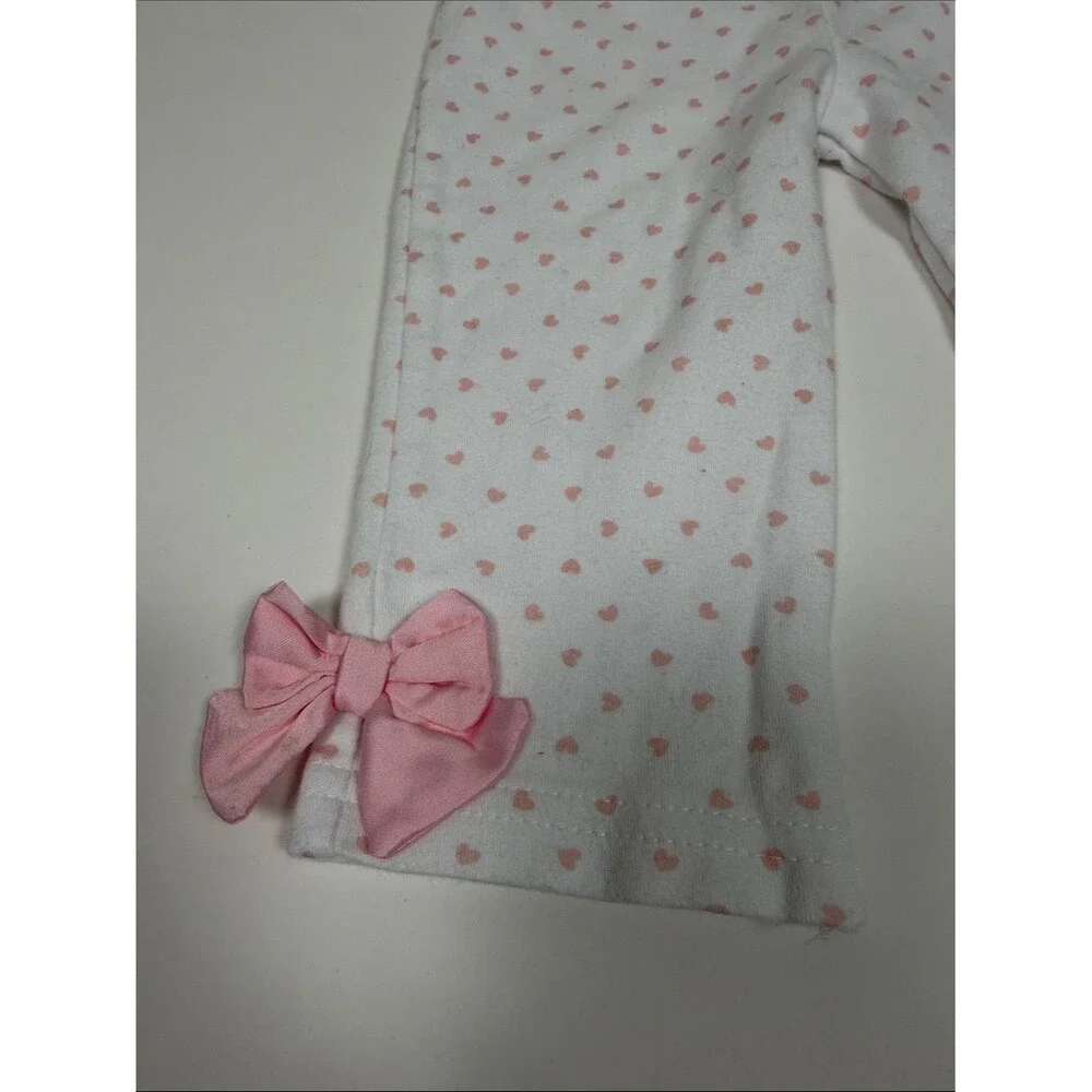 Wendy Bellissimo Baby Girl 2 Piece Pajama Set Pink Hearts Ruffle Bow Size 12M
